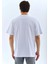Unisex Oversize Taşlı Bisiklet Yaka T-Shirt - Beyaz 2