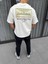 Unisex Baskılı Oversize T-Shirt - Beyaz 2