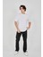 Unisex Jakar Kumaş Rahat Kol T-Shirt - Beyaz 5