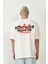 Unisex Bisiklet Yaka Baskılı Oversize T-Shirt - Beyaz 3