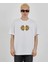Unisex Bisiklet Yaka Baskılı Oversize T-Shirt - Beyaz 1