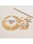 YUANYING-0021 Altın Çok Katmanlı Metal Geometrik Çizgili Takı Seti (Yurt Dışından) 3