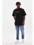 Unisex Baskılı Oversize T-Shirt - Siyah 4