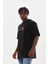 Unisex Baskılı Oversize T-Shirt - Siyah 6