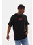 Unisex Baskılı Oversize T-Shirt - Siyah 7
