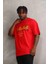 Unisex Baskılı Oversize T-Shirt - Kırmızı 1