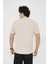 Unisex Bisiklet Yaka Slim Fit T-Shirt- Bej 5
