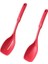 Silikon pişirme kaşığı, yapışmaz oluklu ve derin bolw ve ölçüm işareti ile katı kaşık seti, mutfak eşyaları kırmızı (Yurt Dışından) 6