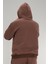 Erkek Kahverengi Oversize Kapüşonlu Sweatshirt 3 Iplik Şardonlu Kanguru Cepli 8