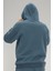 Erkek Petrol Mavisi Oversize Kapüşonlu Sweatshirt 3 Iplik Şardonlu Kanguru Cepli 8