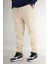 Erkek Bej Jogger Pantolon Rahat Kesim Pamuklu Lastikli Paça Ipli 3