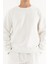 Erkek Beyaz Sweatshirt Bisiklet Yaka Rahat Kalıp 3 Iplik Şardonlu Nakışlı 1