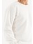 Erkek Beyaz Sweatshirt Bisiklet Yaka Rahat Kalıp 3 Iplik Şardonlu Nakışlı 7