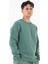 Erkek Mint Sweatshirt Bisiklet Yaka Rahat Kalıp 3 Iplik Şardonlu Nakışlı 2