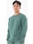 Erkek Mint Sweatshirt Bisiklet Yaka Rahat Kalıp 3 Iplik Şardonlu Nakışlı 3