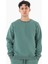 Erkek Mint Sweatshirt Bisiklet Yaka Rahat Kalıp 3 Iplik Şardonlu Nakışlı 5