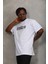 Unisex Oversize Baskılı Bisiklet Yaka T-Shirt - Beyaz 2