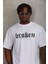 Unisex Oversize Baskılı Bisiklet Yaka T-Shirt - Beyaz 3