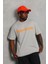 Unisex Oversize Baskılı Bisiklet Yaka T-Shirt - Gri 4