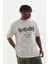 Unisex Baskılı Oversize T-Shirt - Gri 3