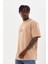 Unisex Baskılı Oversize T-Shirt - Bej 7