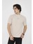 Unisex Bisiklet Yaka Slim Fit T-Shirt- Bej 3