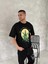 Ön ve Arka Baskılı Oversize Bisiklet Yaka T-Shirt- Siyah 2