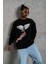Erkek Güvercin Baskılı Sweatshirt - Siyah 5