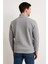 Erkek Dik Yaka Sweatshirt Dik Yaka Yarım Fermuarlı 3 Iplik Şardonlu Pamuk Kumaş - Gri 2