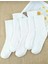 3 Çift Kadın Beyaz Çizgisiz Kolej Çorap 1