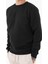 Erkek Siyah Sweatshirt Bisiklet Yaka Rahat Kalıp 3 Iplik Şardonlu 1