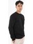 Erkek Siyah Sweatshirt Bisiklet Yaka Rahat Kalıp 3 Iplik Şardonlu 3
