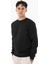 Erkek Siyah Sweatshirt Bisiklet Yaka Rahat Kalıp 3 Iplik Şardonlu 5