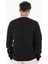 Erkek Siyah Sweatshirt Bisiklet Yaka Rahat Kalıp 3 Iplik Şardonlu 6