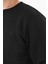 Erkek Siyah Sweatshirt Bisiklet Yaka Rahat Kalıp 3 Iplik Şardonlu 7