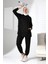 Kadın Mevsimlik Alt Üst Rahat Siyah Spor Ikili Tunik Pantolon Şık Tesettür Takım 1