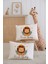 %100 Pamuk Isme Özel 2li Ekru Bebek Yastık Kılıfı 35X45 Cm-Aslan 1