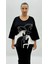Büyük Beden Taşlı Kapri Kol Oversize Kadın Bluz 1