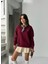 Fularlı Bordo Ceylan Desenli Sweatshirt 1