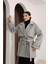 Oversize Gri Kısa Kaşe Kaban 2