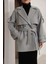 Oversize Gri Kısa Kaşe Kaban 3