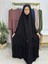Ferace & Abaya Sufle Eşarp ve Iki Kat Büzgülü Elbise Takım.hijab .hac ve Umre Için Uygundur Siyah 3