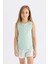 Kız Çocuk Kolsuz Şortlu Pijama Takımı C8498A824SM 2