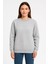 Kadın Üç Iplik Düz Bisiklet Yaka Sweatshirt - Gri 2