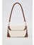 Krem Geniş Taban Kapitone Omuz Çantası 4