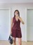 Keten Takım Görünümlü Düğme Detaylı Yelekli Mini Elbise - Bordo 3