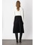 Kadın Pileli Midi Boy Triko Etek 60201 Siyah 4