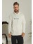 Erkek Oversize Üç Iplik Şardonlu Kapüşonlu Sweatshirt – Beyaz “other Lives” Ön ve Arka Baskılı, Kanguru Cepli, Ribanalı Rahat Kışlık Model Beyaz 2