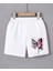 Kadın Beli Lastikli Baskılı Mini Şort - Beyaz 1