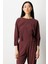 Kadın Pile Detaylı Sıfır Yaka Bluz 64408 Bordo 1